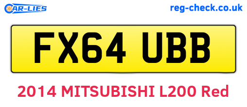 FX64UBB are the vehicle registration plates.