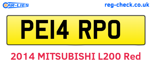 PE14RPO are the vehicle registration plates.