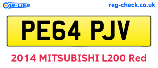 PE64PJV are the vehicle registration plates.