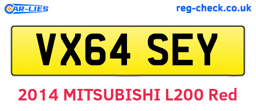 VX64SEY are the vehicle registration plates.
