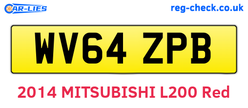 WV64ZPB are the vehicle registration plates.