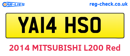 YA14HSO are the vehicle registration plates.