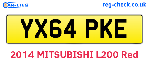 YX64PKE are the vehicle registration plates.