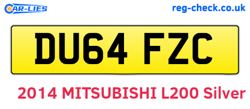DU64FZC are the vehicle registration plates.