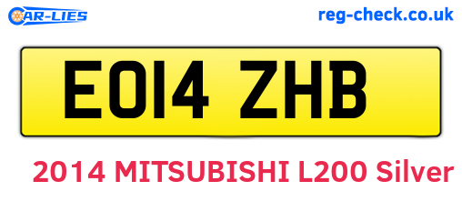 EO14ZHB are the vehicle registration plates.
