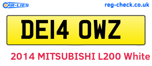 DE14OWZ are the vehicle registration plates.