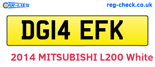 DG14EFK are the vehicle registration plates.