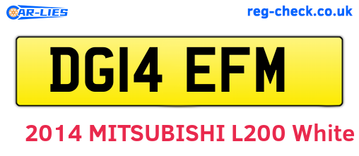 DG14EFM are the vehicle registration plates.