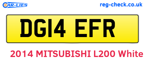 DG14EFR are the vehicle registration plates.