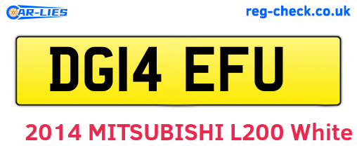DG14EFU are the vehicle registration plates.