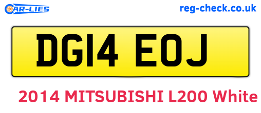 DG14EOJ are the vehicle registration plates.