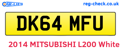 DK64MFU are the vehicle registration plates.
