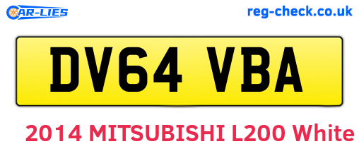 DV64VBA are the vehicle registration plates.