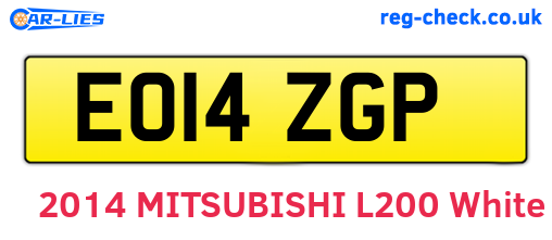 EO14ZGP are the vehicle registration plates.