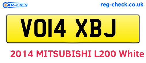 VO14XBJ are the vehicle registration plates.