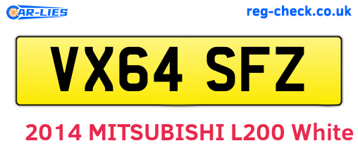 VX64SFZ are the vehicle registration plates.