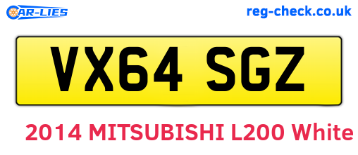 VX64SGZ are the vehicle registration plates.