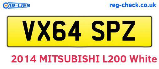 VX64SPZ are the vehicle registration plates.