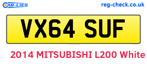 VX64SUF are the vehicle registration plates.