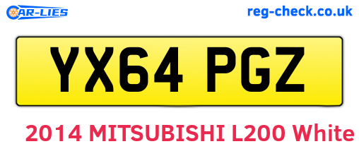 YX64PGZ are the vehicle registration plates.