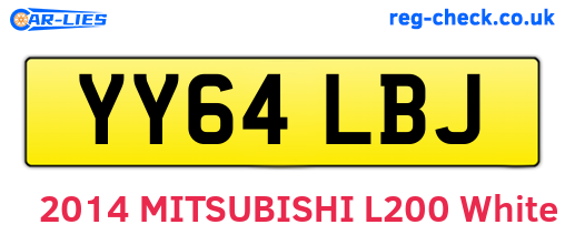 YY64LBJ are the vehicle registration plates.