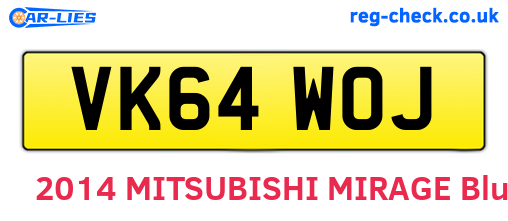 VK64WOJ are the vehicle registration plates.