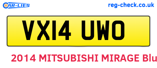 VX14UWO are the vehicle registration plates.