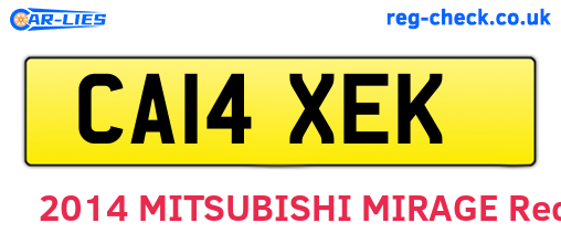 CA14XEK are the vehicle registration plates.