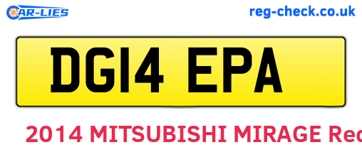 DG14EPA are the vehicle registration plates.