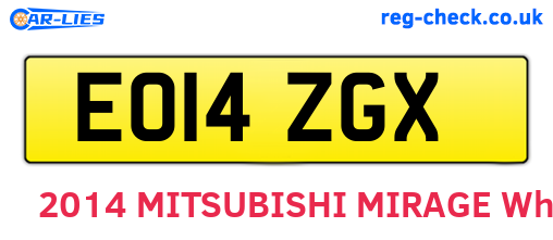 EO14ZGX are the vehicle registration plates.