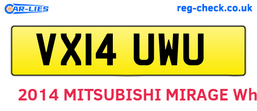 VX14UWU are the vehicle registration plates.