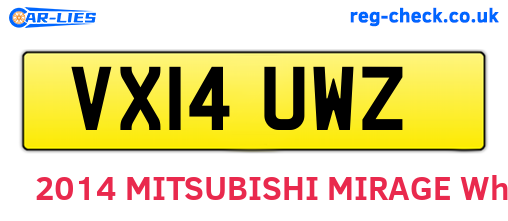 VX14UWZ are the vehicle registration plates.