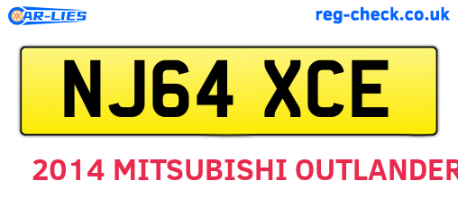 NJ64XCE are the vehicle registration plates.