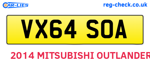 VX64SOA are the vehicle registration plates.