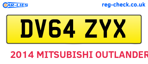 DV64ZYX are the vehicle registration plates.