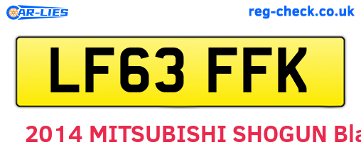LF63FFK are the vehicle registration plates.