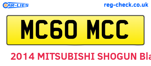 MC60MCC are the vehicle registration plates.