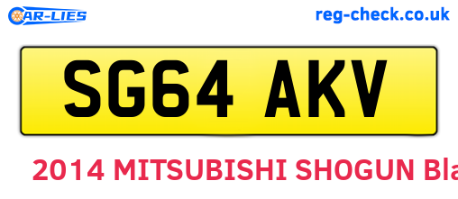 SG64AKV are the vehicle registration plates.