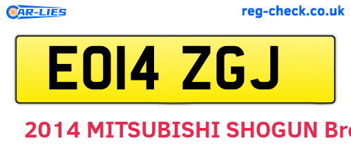 EO14ZGJ are the vehicle registration plates.