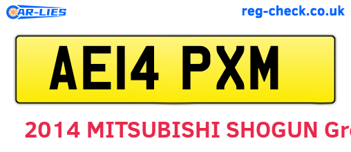 AE14PXM are the vehicle registration plates.