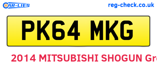 PK64MKG are the vehicle registration plates.
