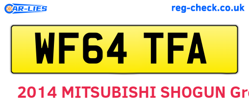 WF64TFA are the vehicle registration plates.