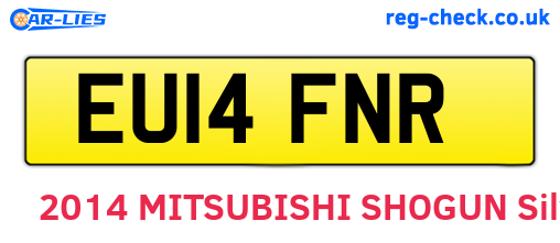 EU14FNR are the vehicle registration plates.