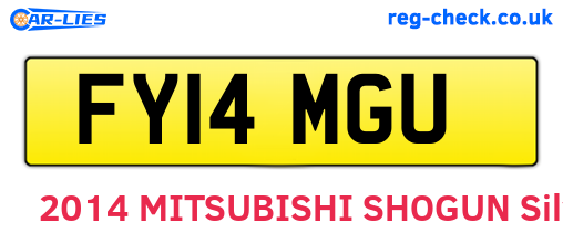 FY14MGU are the vehicle registration plates.