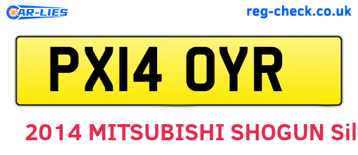 PX14OYR are the vehicle registration plates.
