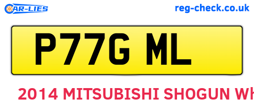 P77GML are the vehicle registration plates.