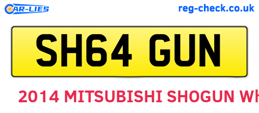 SH64GUN are the vehicle registration plates.