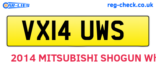 VX14UWS are the vehicle registration plates.
