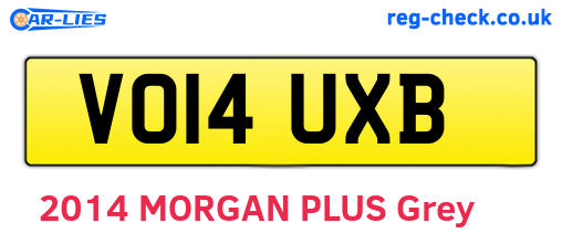 VO14UXB are the vehicle registration plates.