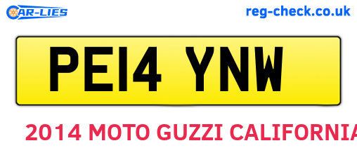 PE14YNW are the vehicle registration plates.
